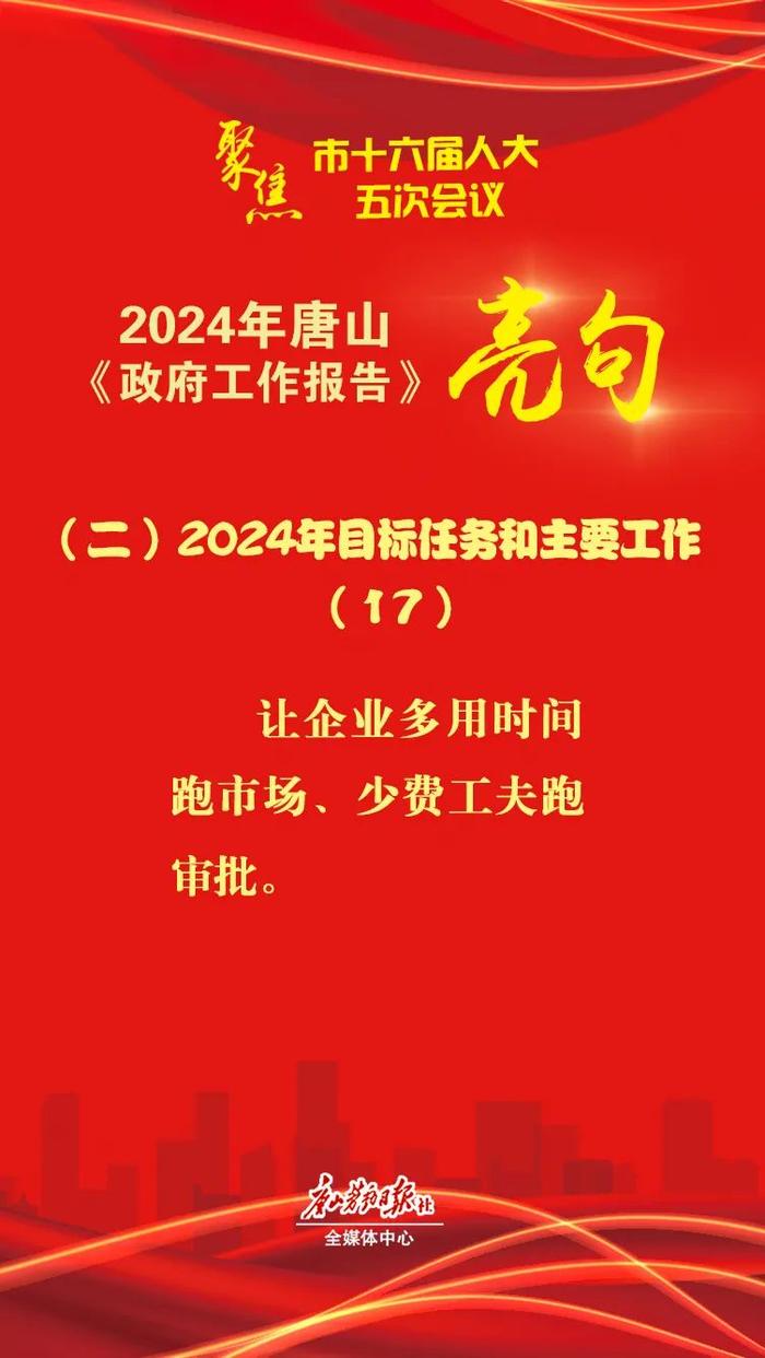 2024年唐山市《政府工作报告》亮句