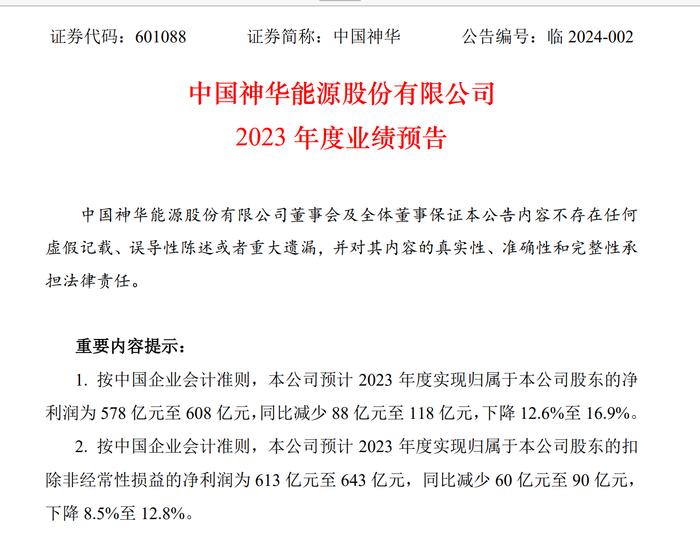 1个月内暴增超700亿元，市值超“宁王”！中国神华发布最新业绩公告