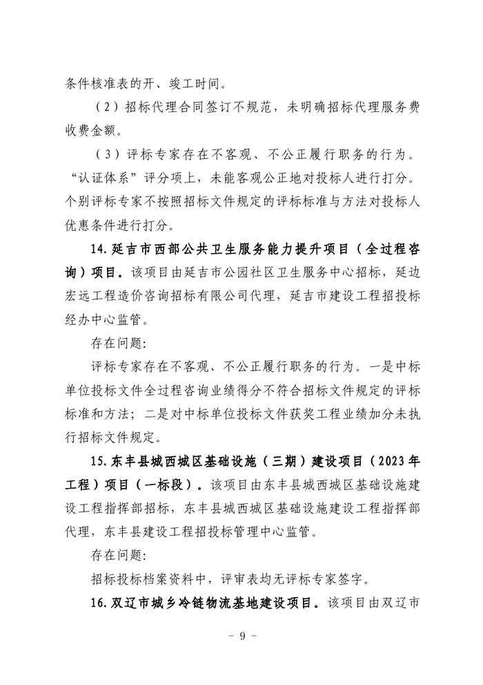 关于全省工程建设招标投标领域突出问题专项治理情况的通报（吉政数联〔2023〕12号）