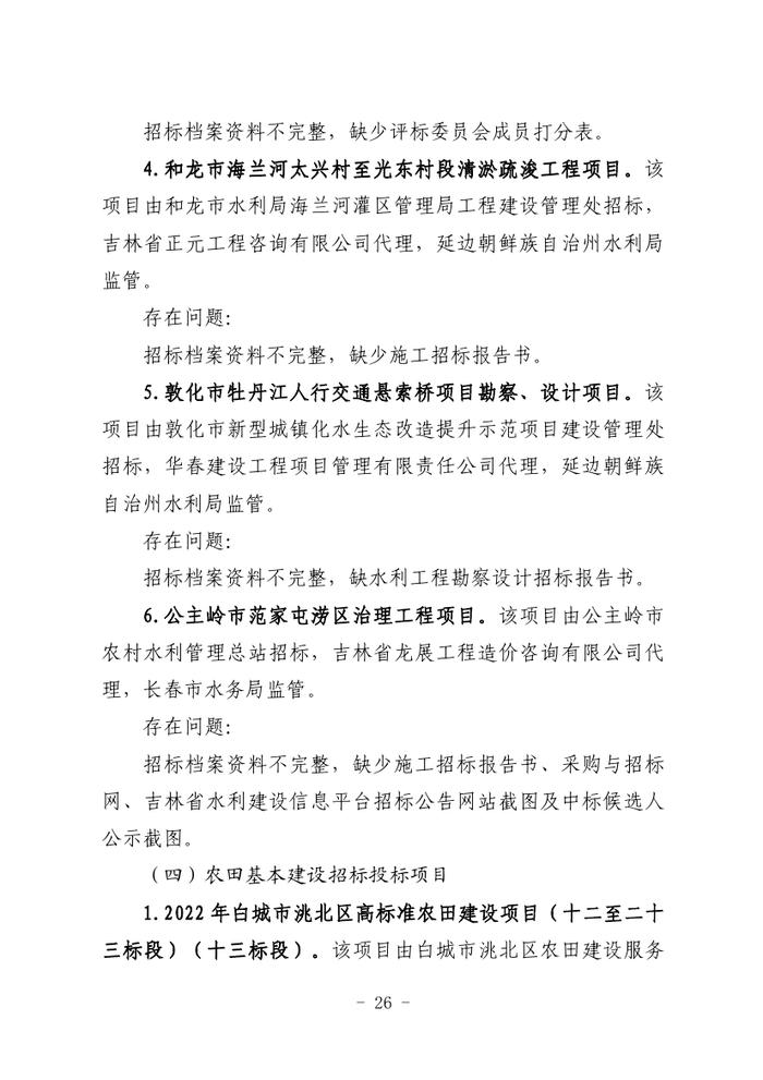 关于全省工程建设招标投标领域突出问题专项治理情况的通报（吉政数联〔2023〕12号）