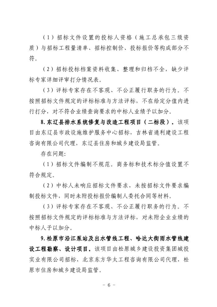 关于全省工程建设招标投标领域突出问题专项治理情况的通报（吉政数联〔2023〕12号）