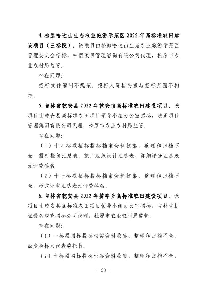 关于全省工程建设招标投标领域突出问题专项治理情况的通报（吉政数联〔2023〕12号）