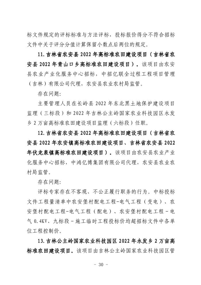 关于全省工程建设招标投标领域突出问题专项治理情况的通报（吉政数联〔2023〕12号）