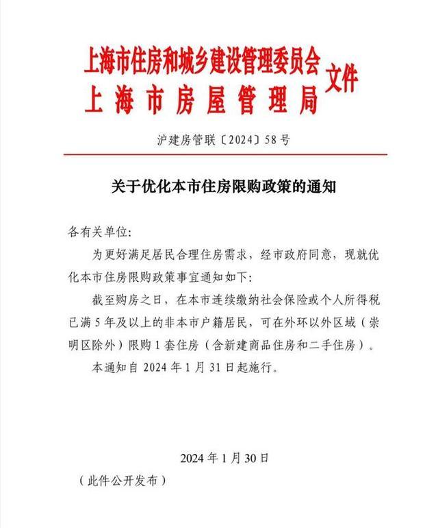 上海放宽住房限购政策：支持非沪籍单身人士购房