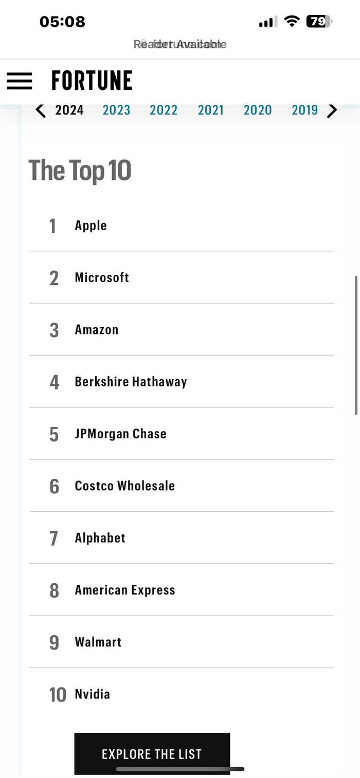 连续 17 年！苹果公司蝉联“全球最受赞赏公司”榜首