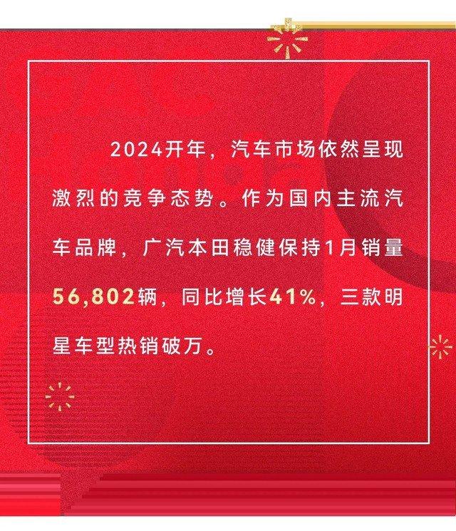 三款车型销量破万，广汽本田公布1月销量56802辆