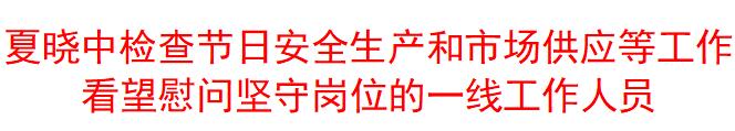 夏晓中检查节日安全生产和市场供应等工作 看望慰问坚守岗位的一线工作人员