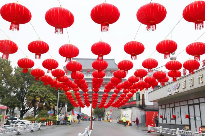 年味浓郁！红彤彤“灯笼阵”扮靓奉贤南桥杨王村