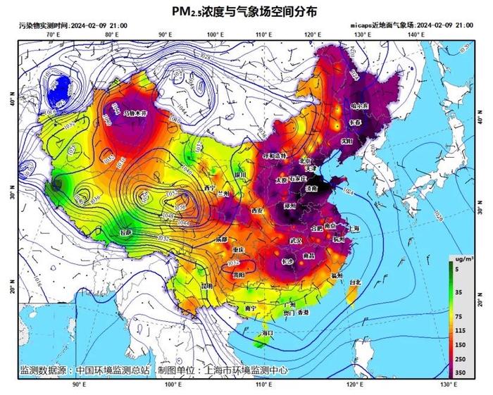除夕夜受区域输送及烟花爆竹燃放影响，上海出现PM2.5污染过程