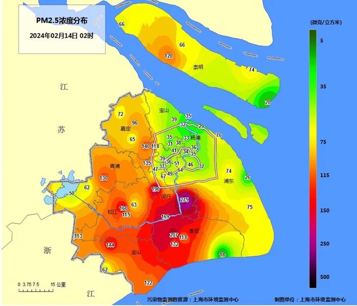 初四初五上海空气质量良，受烟花爆竹燃放影响局部出现PM2.5短时污染过程