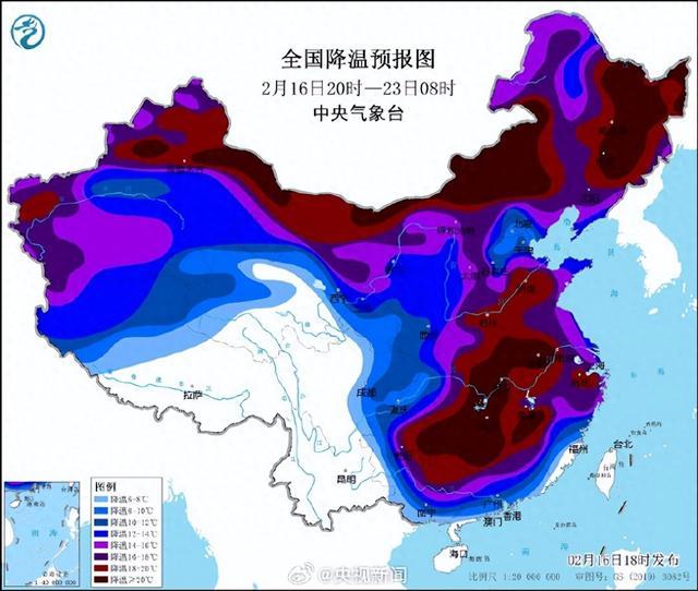 大部地区剧烈降温，全国降温预报图变深红色了！