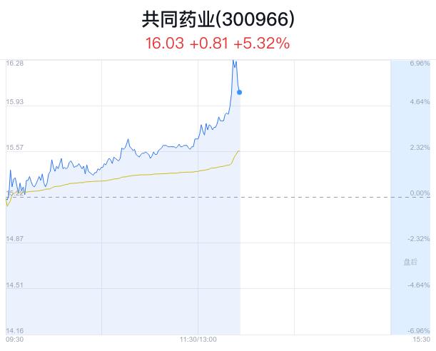 共同药业盘中大涨5.12% 主力流入814万元