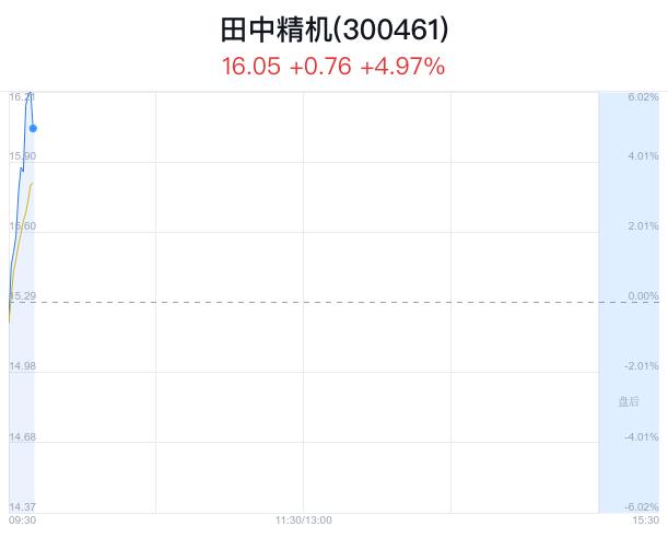 田中精机盘中大涨5.30% 主力流入494万元