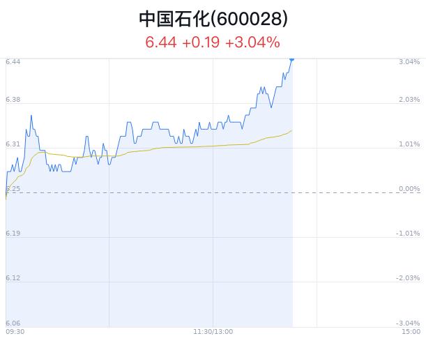 中国石化盘中大涨3.04% 股价创7月新高