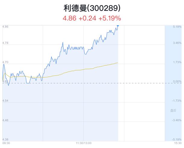 利德曼盘中大涨5.19% 主力流入46万元