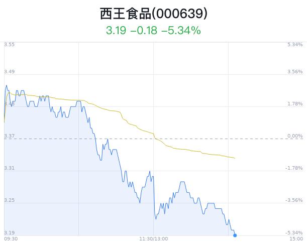 西王食品盘中大跌5.04% 主力净流出37万元