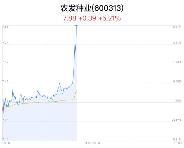 农发种业盘中大涨5.21% 股价创2月新高