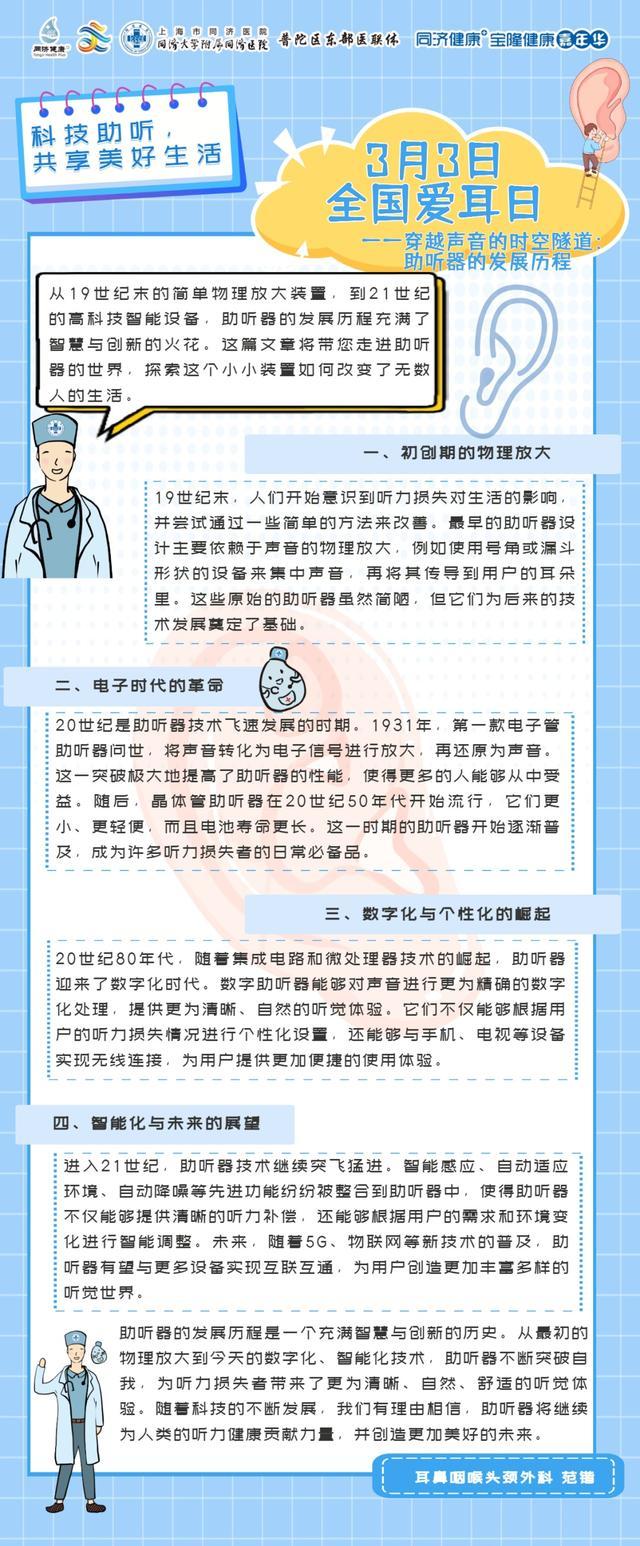 2024年3月3日“全国爱耳日”同济大学附属同济医院线上科普活动&同同科普