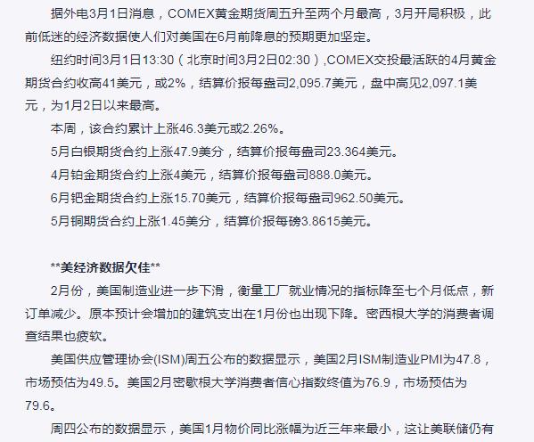 期金大涨2%， 经济数据不佳强化美国6月降息预期-COMEX市场报道