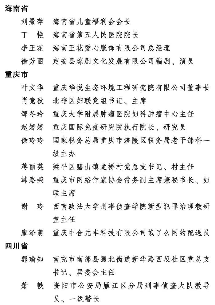 重磅！2023年度全国三八红旗手标兵、全国三八红旗手、全国三八红旗集体全名单来了！