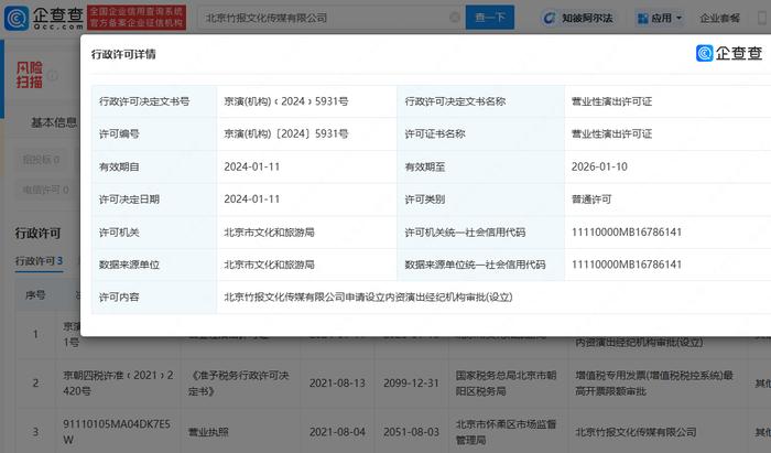 肖战工作室经营范围新增营业演出、电影摄制服务