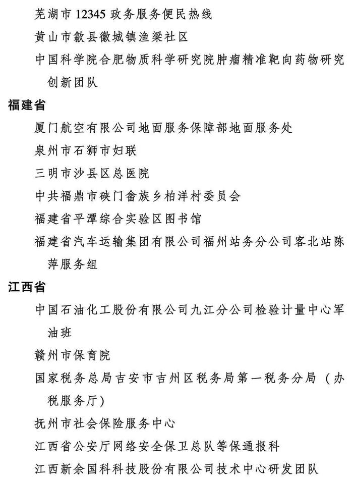 全国三八红旗手标兵、全国三八红旗手、全国三八红旗集体全名单