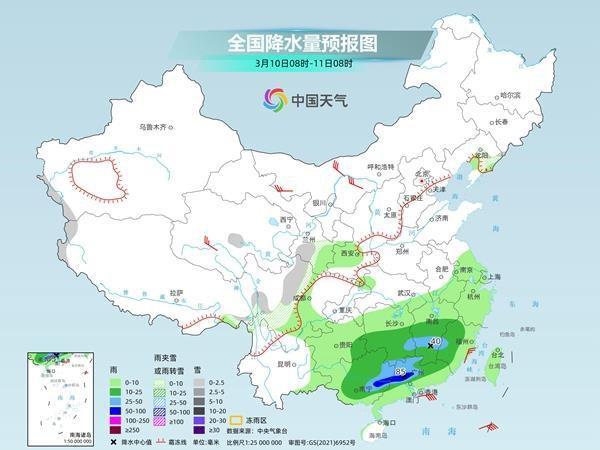 未来十天南方多阴雨天气，西南地区东部等地降雨日数可达4—8天