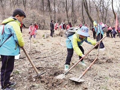 近200名小学生共绘春日植树画卷