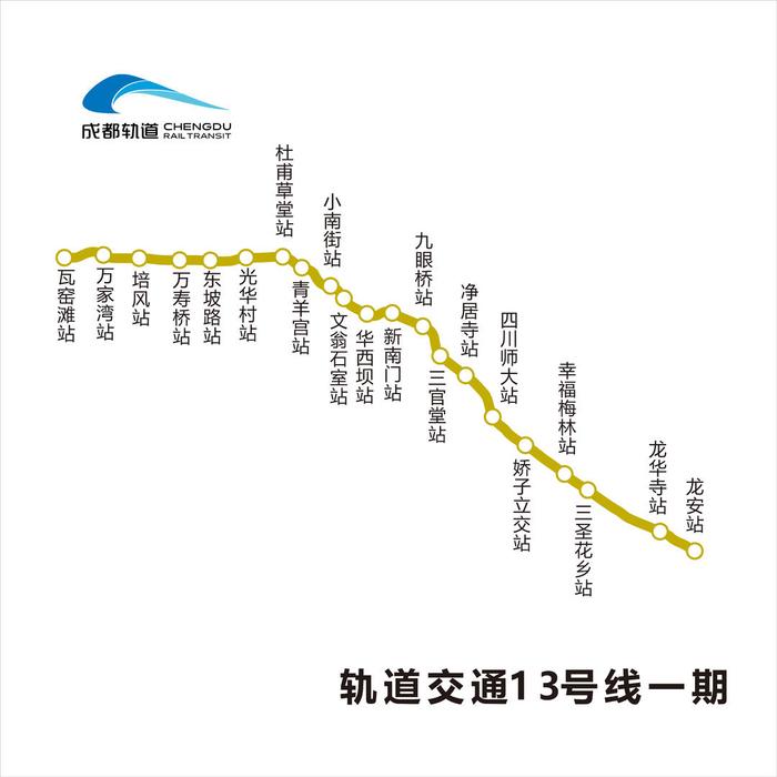 ▲成都轨道交通13号线一期线路图