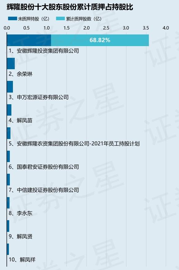 辉隆股份（002556）股东安徽辉隆投资集团有限公司质押3200万股，占总股本3.35%