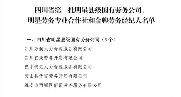 四川首次选树劳务公司、专合社和劳务经纪人，促农民工高质量充分就业