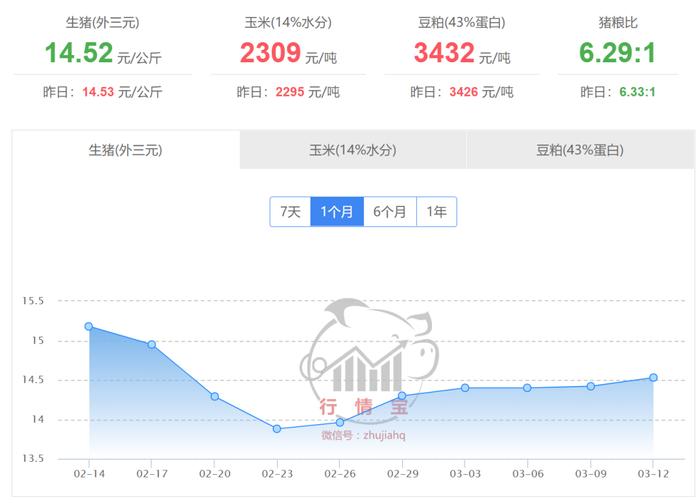 2024年3月13日国内生猪价格一览