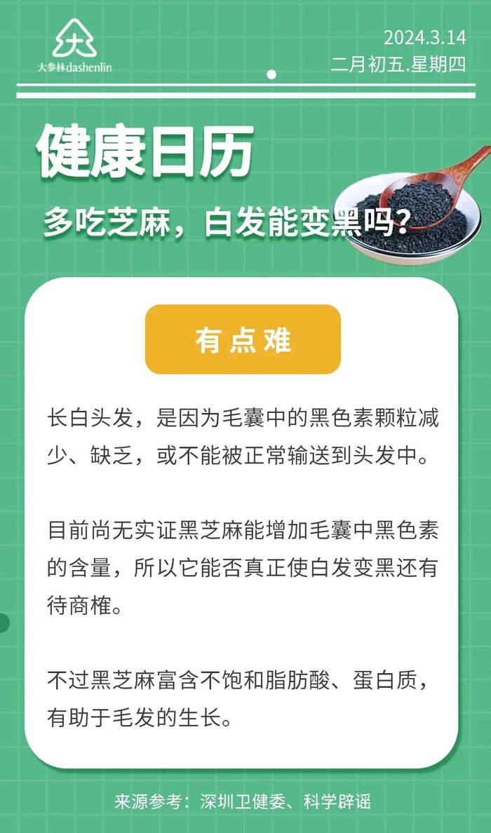 多吃黑芝麻，白发能变黑吗？