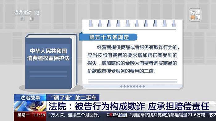 二手车里程表被调 消费者能否要求“退一赔三”？