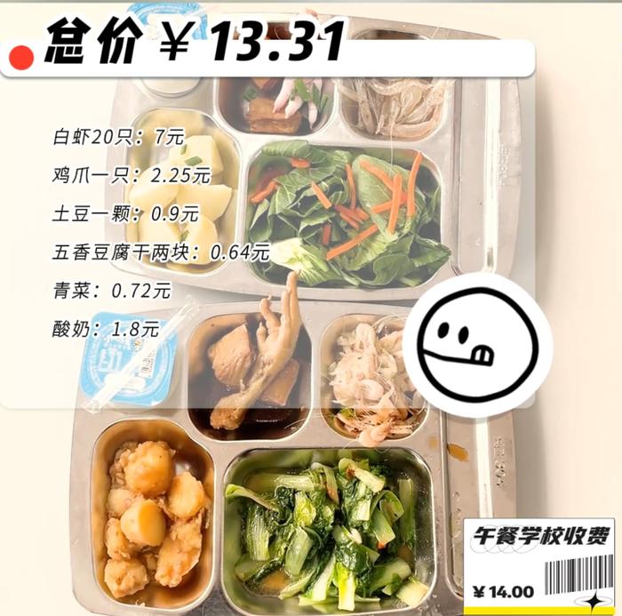 13-15元的学生餐 实际食材花了多少钱？