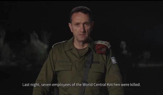 慈善组织成员身亡引愤怒，以色列国防军总参谋长在视频声明中道歉