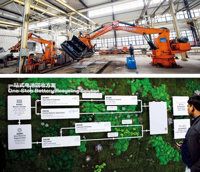 上图:浙江湖州市一家机动车回收拆解企业的作业现场。图/新华