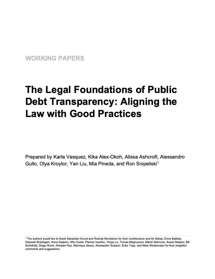 公共债务透明度的法律基础：使法律与良好做法保持一致