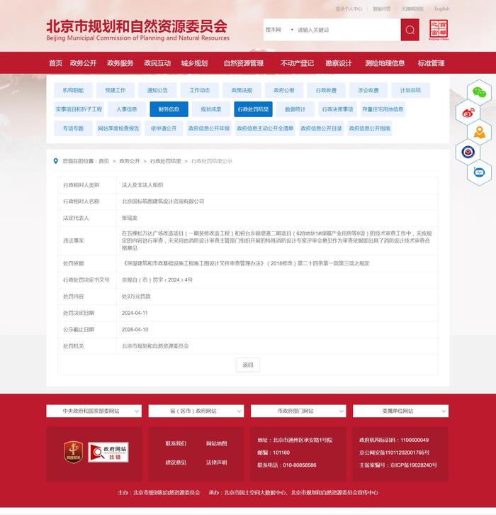 北京国标筑图建筑设计咨询有限公司被罚款3万元
