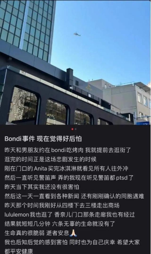 “切实感受到与死亡的距离！”悉尼袭击事件亲历者：躲在没有锁的试衣间，内心充满了恐惧