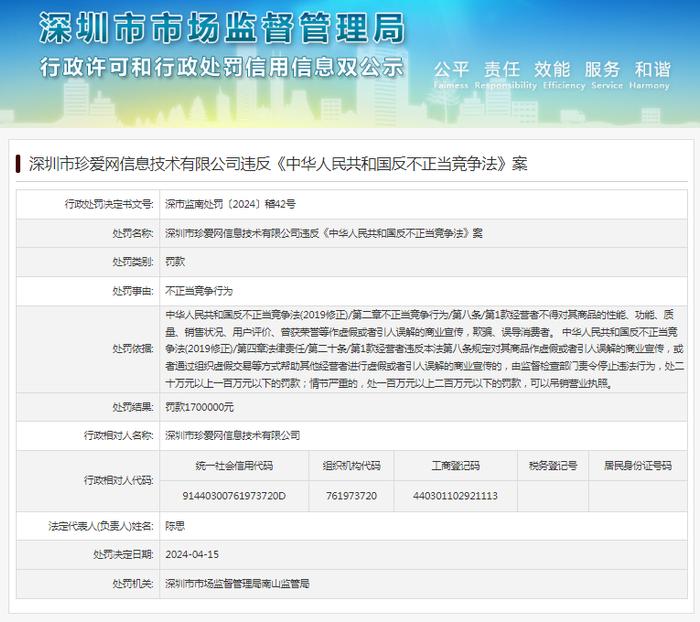 深圳市珍爱网信息技术有限公司违反《中华人民共和国反不正当竞争法》案