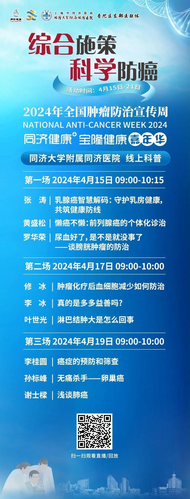 2024年4月17日“全国肿瘤防治周”同济大学附属同济医院线上科普活动&同同科普