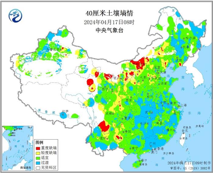 中央气象台：土壤水分监测40厘米（04/17）