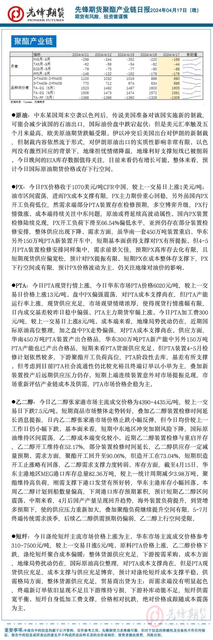 先锋期货 |黑色系期货涨幅居前，铁矿石涨超4%，焦煤、尿素、集运指数（欧线）涨超2%，农产品期货全线下跌，菜粕跌近4%