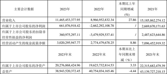 彩虹股份：2023年盈利6.61亿元 同比扭亏