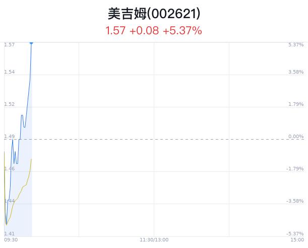 美吉姆大幅上涨 主力净流入增加