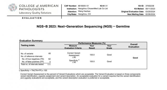 求臻医学满分通过CAP NGS−B 及CAP NEO-A能力验证！