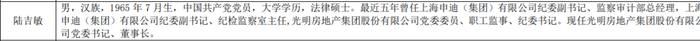 光明地产董事长陆吉敏2023年领薪百万，同比减少34%丨年报拆解