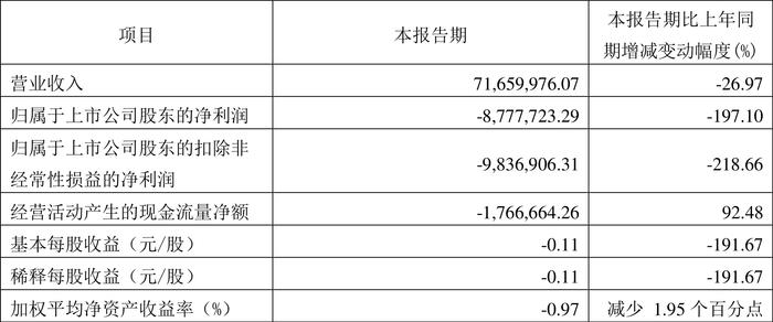 奥福环保：2024年第一季度亏损877.77万元