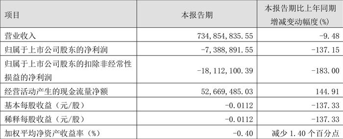 ST澄星：2024年第一季度亏损738.89万元